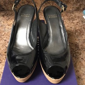 Stuart Weitzman black patent wedges